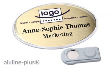 Namensschild aluline-plus® 43 "logo-print" gold matt