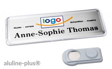Namensschild aluline-plus® 25 "logo-print" silber matt