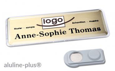 Namensschild aluline-plus® 25 "logo-print" gold matt