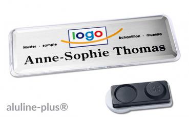 Namensschild aluline-plus® 25 "logo-print" silber matt