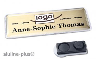 Namensschild aluline-plus® 25 "logo-print" gold matt