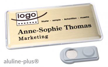 Namensschild aluline-plus® 38 "logo-print" gold matt
