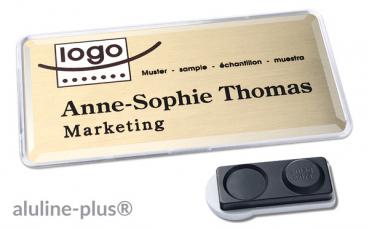 Namensschild aluline-plus® 38 "logo-print" gold matt