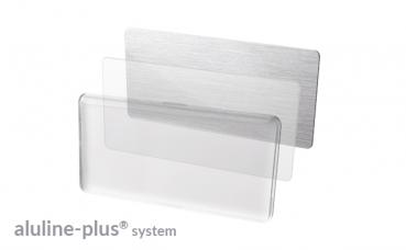 Namensschild aluline-plus® 38 "logo-print" silber matt