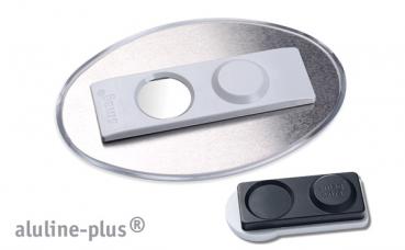 Namensschild aluline-plus® 43 "logo-print" silber matt