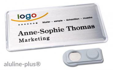 Namensschild aluline-plus® 38 "system" silber matt