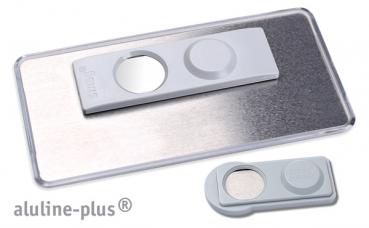 Namensschild aluline-plus® 38 "logo-print" silber matt