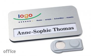 Namensschild office "alu-print" silber