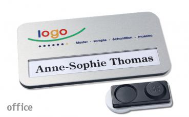 Namensschild office "alu-print" silber