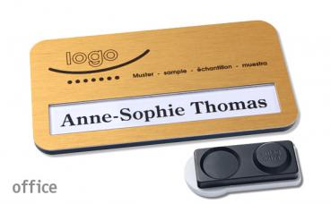 Namensschild office "alu-print" gold