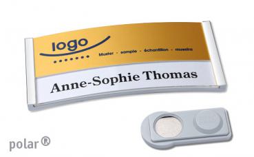 Namensschild polar® 30 "alu-print" edelstahl/gold