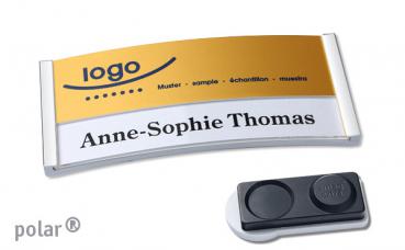 Namensschild polar® 30 "alu-print" edelstahl/gold
