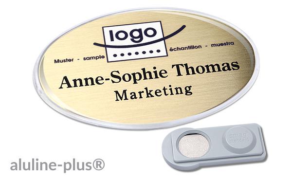 Namensschild aluline-plus® 43 "logo-print" gold matt