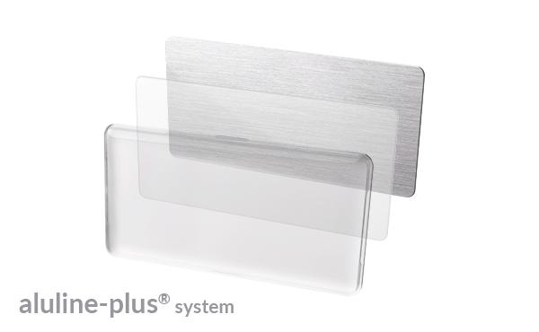 Namensschild aluline-plus® 38 "logo-print" silber matt