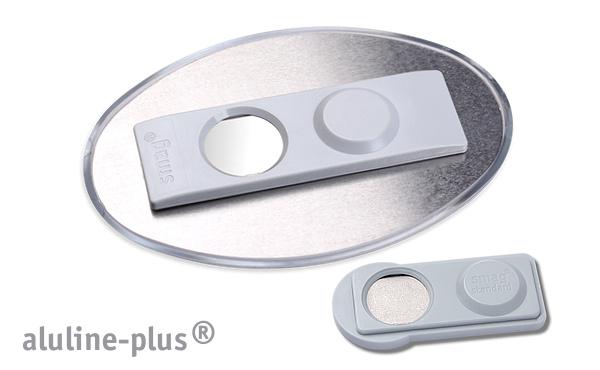 Namensschild aluline-plus® 43 "logo-print" silber matt