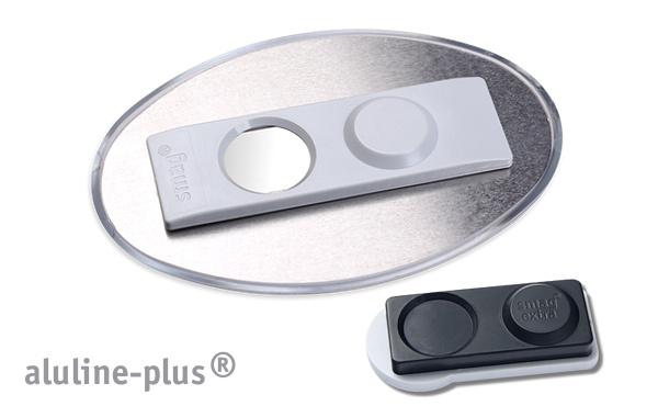 Namensschild aluline-plus® 43 "logo-print" silber matt