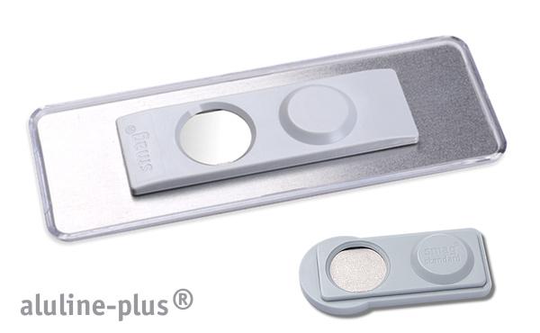 Namensschild aluline-plus® 25 "logo-print" silber matt