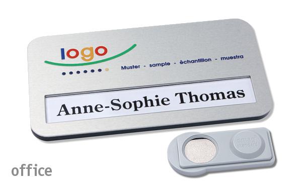 Namensschild office "alu-print" silber