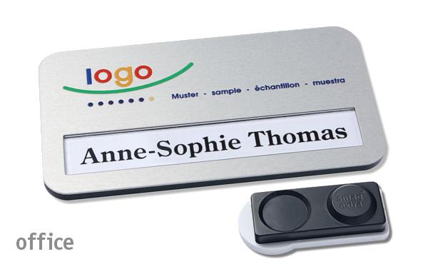 Namensschild office "alu-print" silber